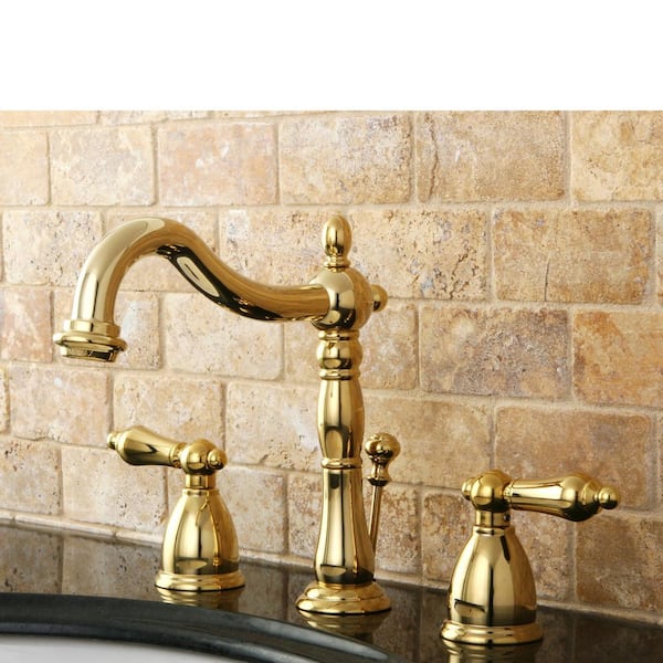Victorian 8 in. Widespread 2-Handle Bathroom Faucet in Polished Brass