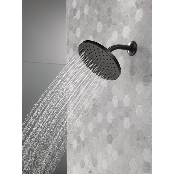 1-Spray Patterns 1.5 GPM 7.88 in. Wall Mount Fixed Shower Head in Matte Black