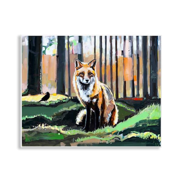 Stupell Industries Fox in Forest Trees by Adam Swanson Unframed Animal Graphic Art Print 11 in. x 14 in.