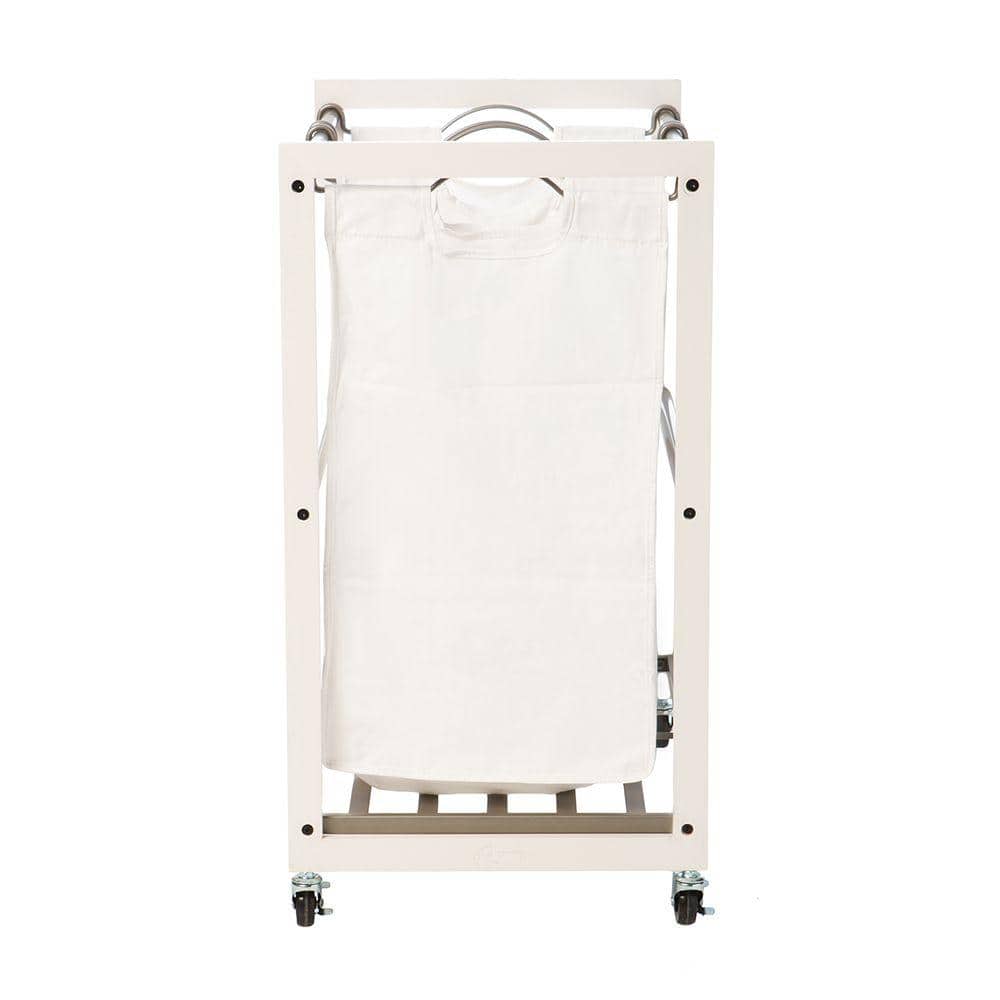 White Pine 3-Compartment Rolling Laundry Sorter