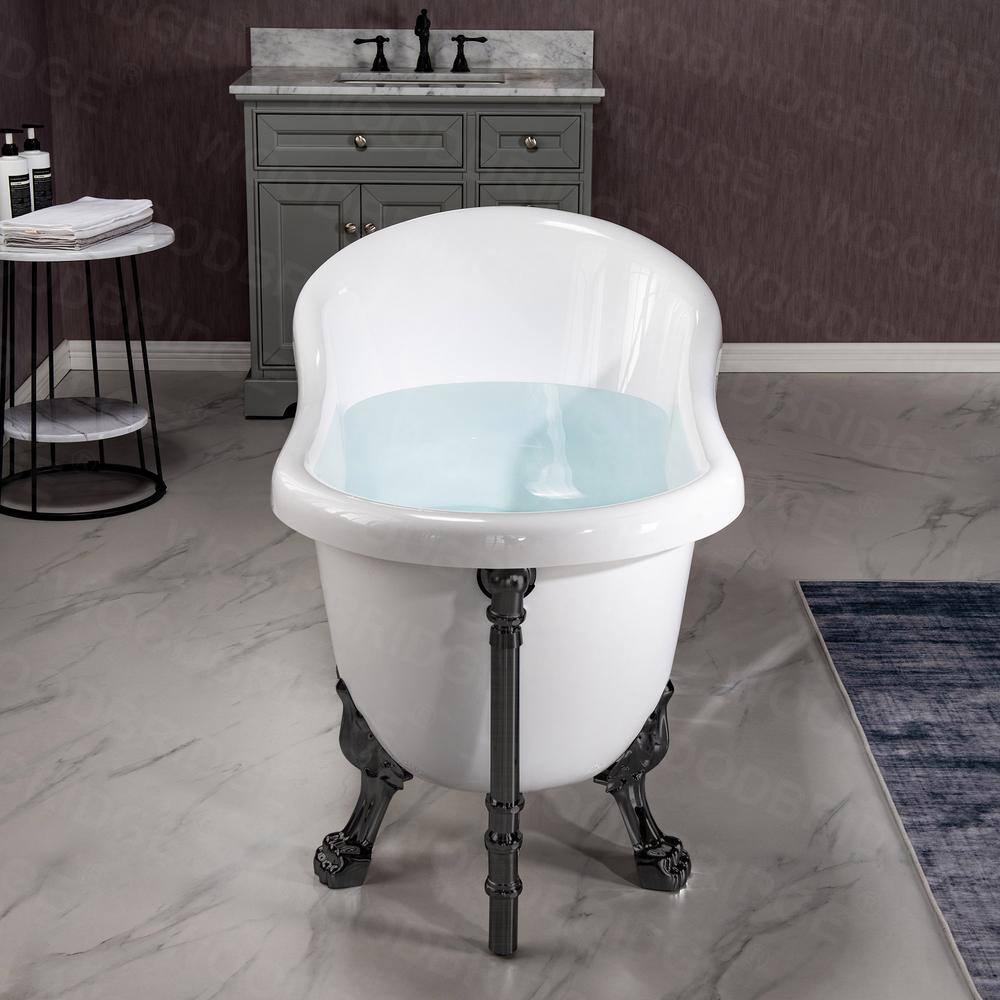 59" White Acrylic Clawfoot Slipper Bathtub with Oil Rubbed Bronze Feet