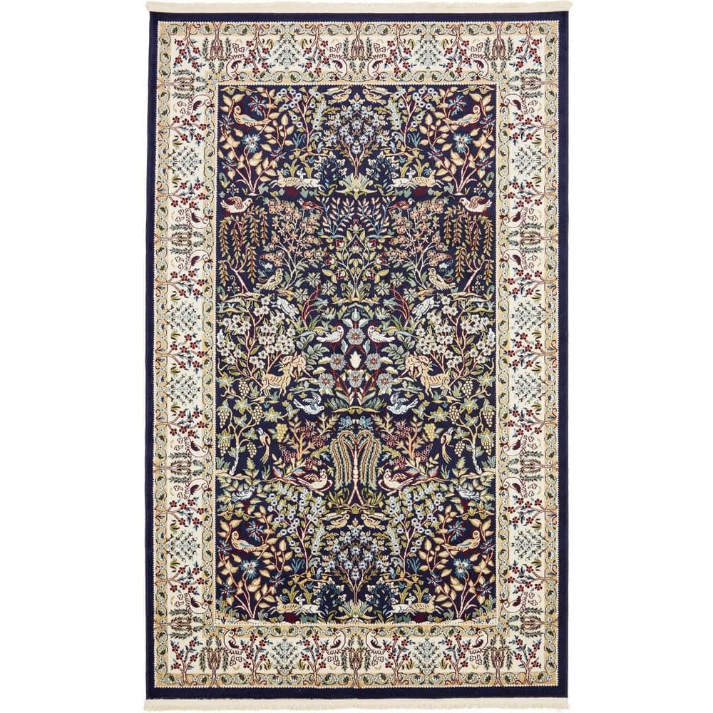 Unique Loom Narenj Bristol Navy Blue 5' 0 x 8' 0 Area Rug 3135204 The