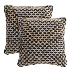 Jada Black Geometric 20 in. x 20 in. Braided Jute Decorative Throw Pillow Cover (Set of 2)