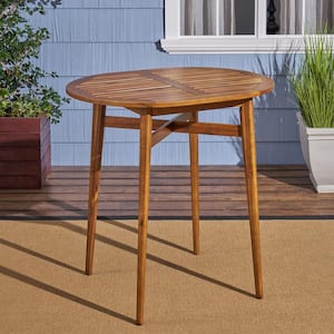 Stamford 39.75 in. Teak Brown Wood Bar Height Outdoor Patio Table