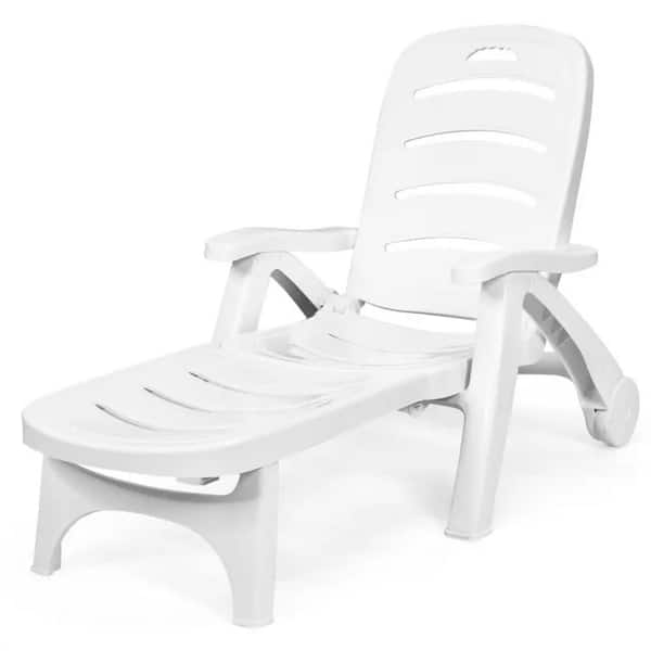 Cubilan White 1 Piece Plastic Outdoor Recliner Without Sunshade Without Cushion