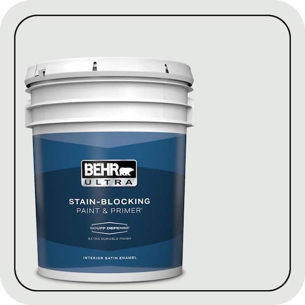 BEHR ULTRA 5 gal. #PPU26-13 Silent White Extra Durable Satin Enamel Interior Paint & Primer