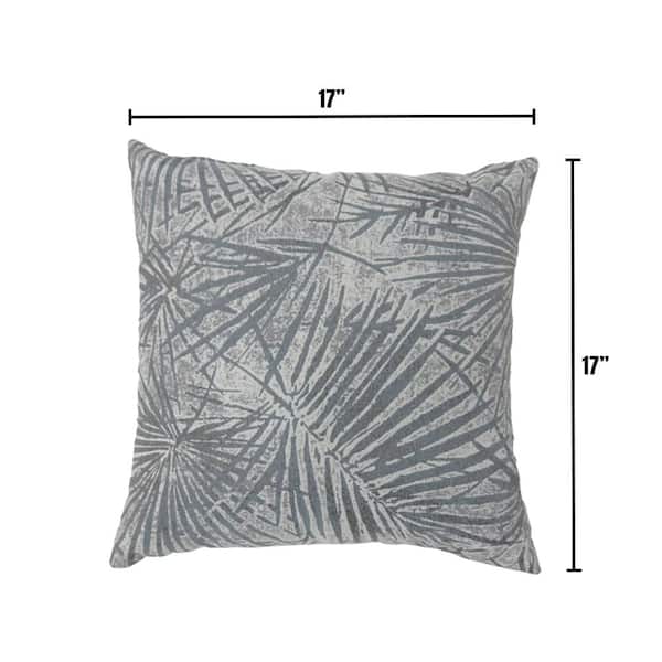 Olive Grey Floral Polyester 18 in. x 18 in. Throw Pillow (Set of 2)