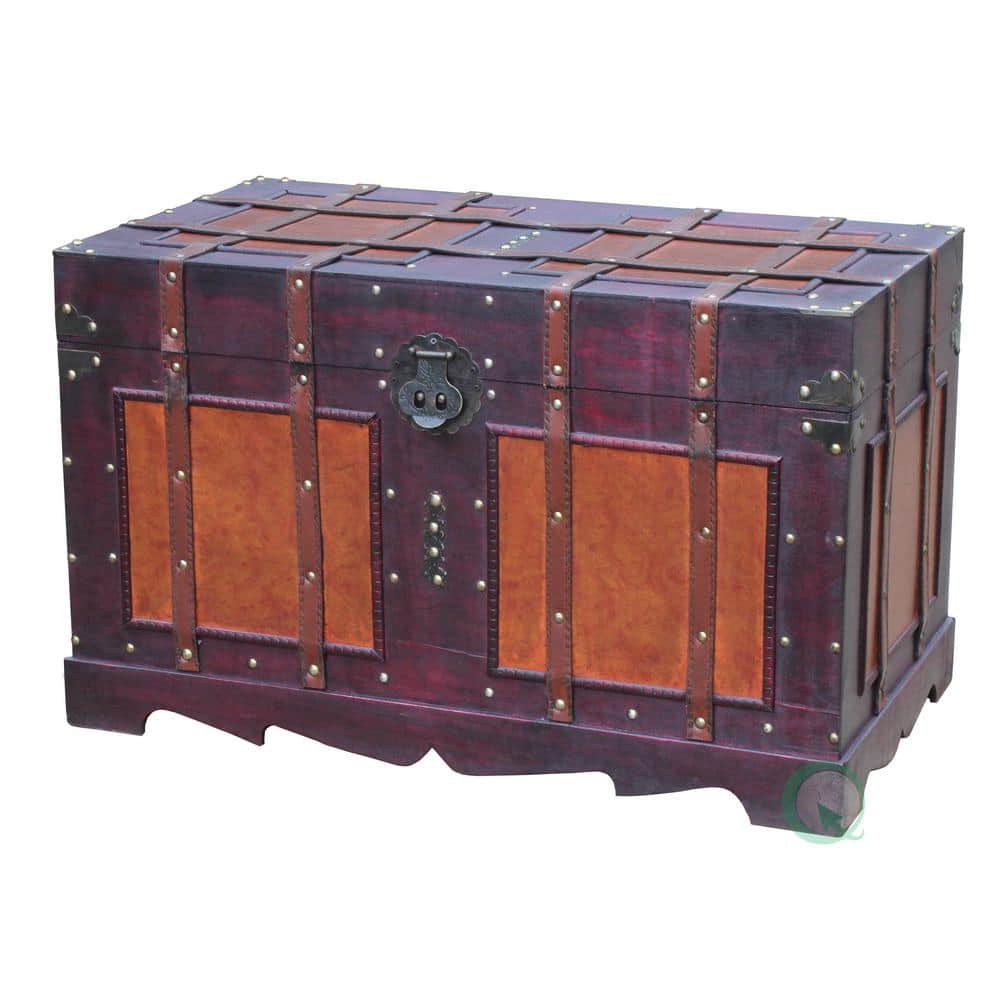 Large Antique Cherry Style Steamer Trunk Decorative Storage Box price history on PriceWatchPro