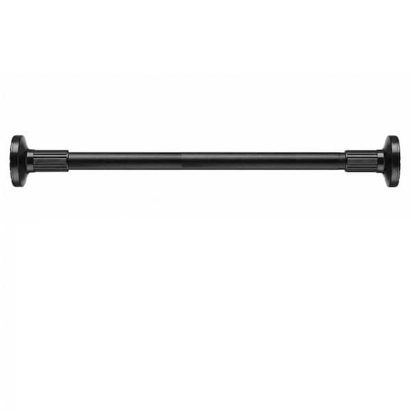 51 in. to 165 in. Carbon Steel Adjustable Tension Shower Curtain Rod in Black, No Drilling, No Rust