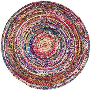 Tammara Colorful Braided Multi 4 ft. Round Rug