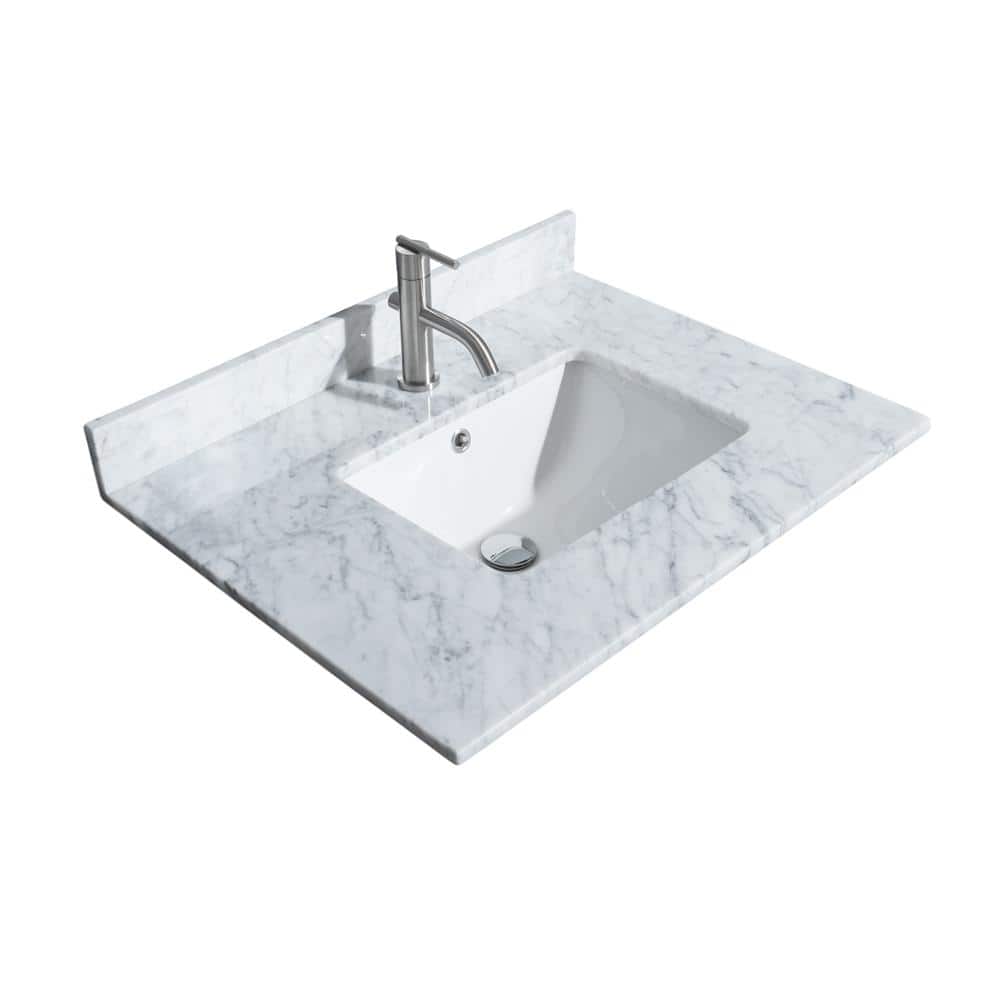 Daria 30" White Marble Top Bathroom Vanity with Gold Trim