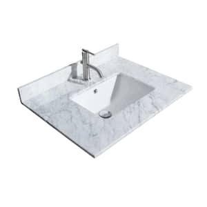 30 in. W x 22 in. D Marble Single Basin Vanity Top in White Carrara with White Basin
