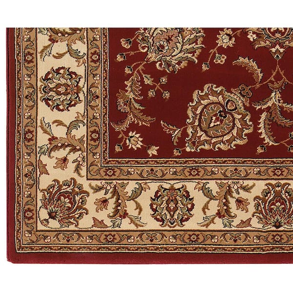 Alyssa Red/Ivory 8 ft. x 8 ft. Round Border Area Rug