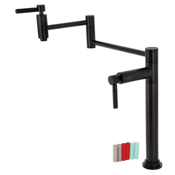 Kingston Brass Kaiser Deck Mount Pot Filler Faucet in Matte Black