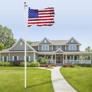 Huluwat 20 ft. Aluminum Flagpole with 3 ft. x 5 ft. U.S. Flag S-64366 - The Home  Depot