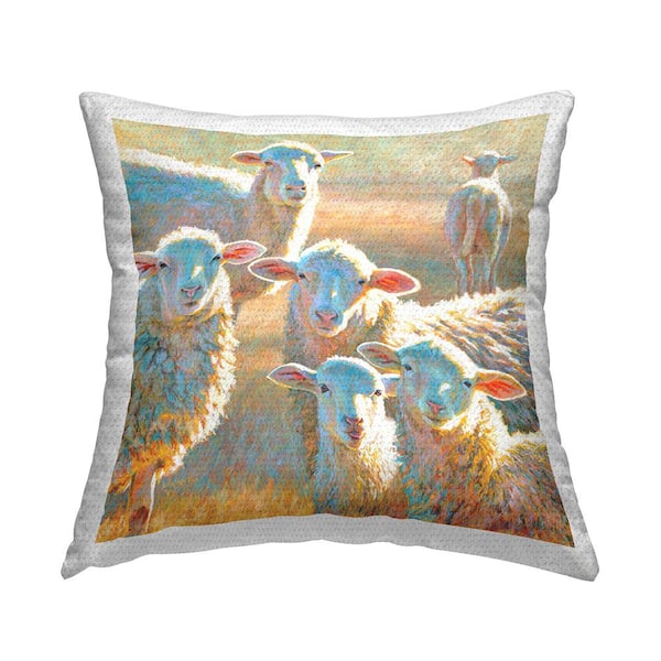 Stupell Industries Vivid Sheep Herd Gazing Multi-Color Square Outdoor Throw Pillow