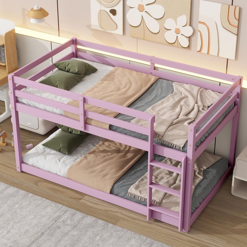 Pink Twin Over Twin Floor Bunk Bed with Ladder price history on PriceWatchPro