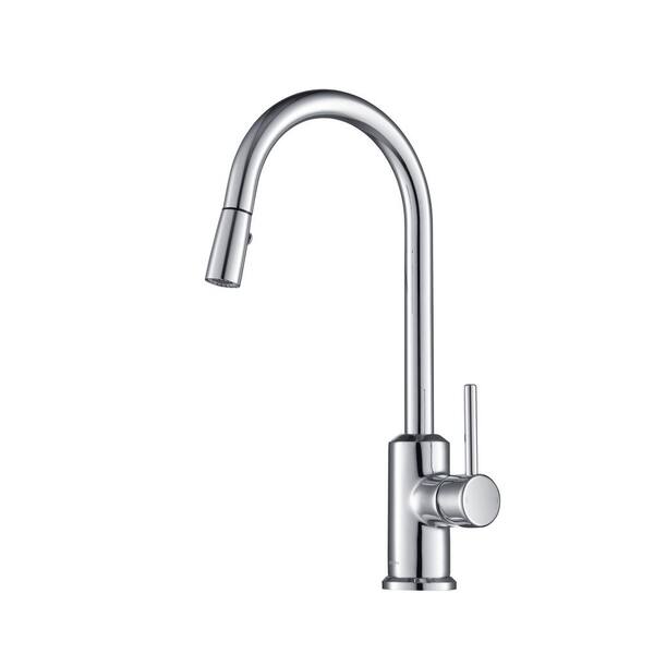 stufurhome Brighton Gooseneck 1.8 GPM CalGreen Single-Handle Pull-out Sprayer Kitchen Faucet in Chrome