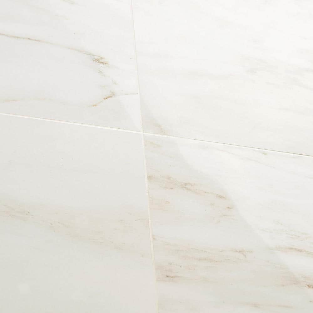 Saroshi Large White Polished Marble Look Porcelain Tile