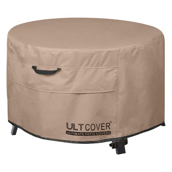 ITOPFOX 36 in. Patio Fire Pit Table Cover Round Outdoor Waterproof Fire Bowl Cover, Brown