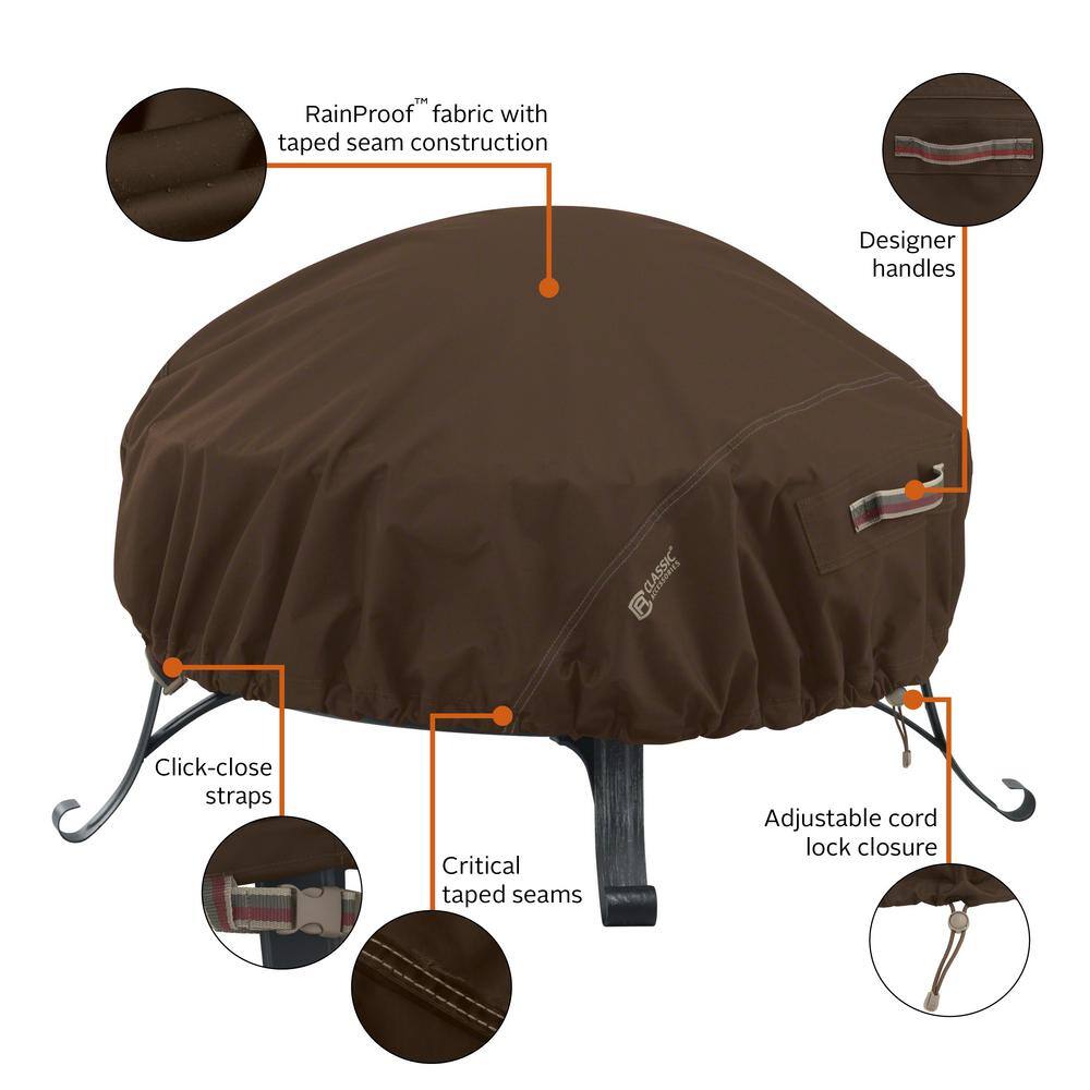 Madrona Waterproof Brown Round Fire Pit Cover with Handles