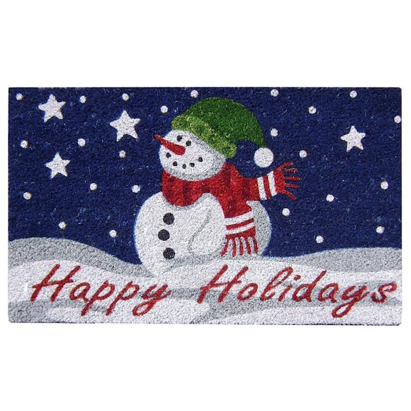 Nedia Home Happy Holidays 18 in. x 30 in. SuperScraper Vinyl/Coir Door Mat