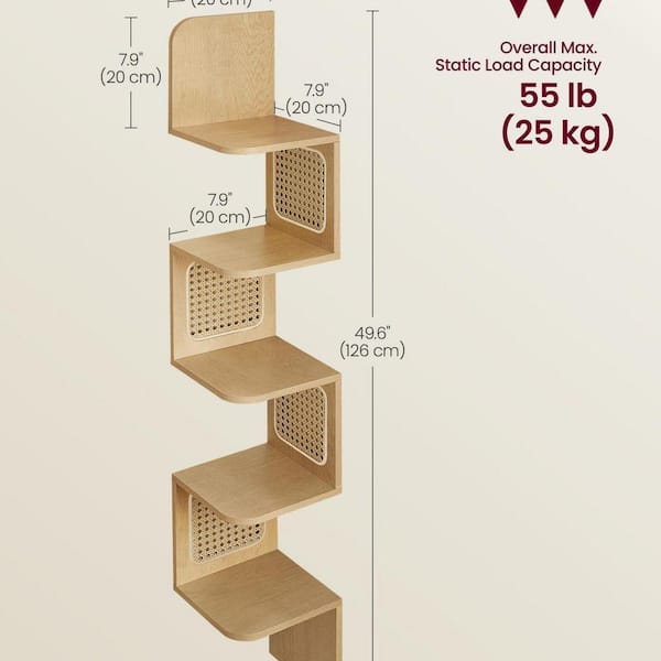 7.9 in x 7.9 in 5-Tier Corner Shelf,Wall Mounted Floating Shelf