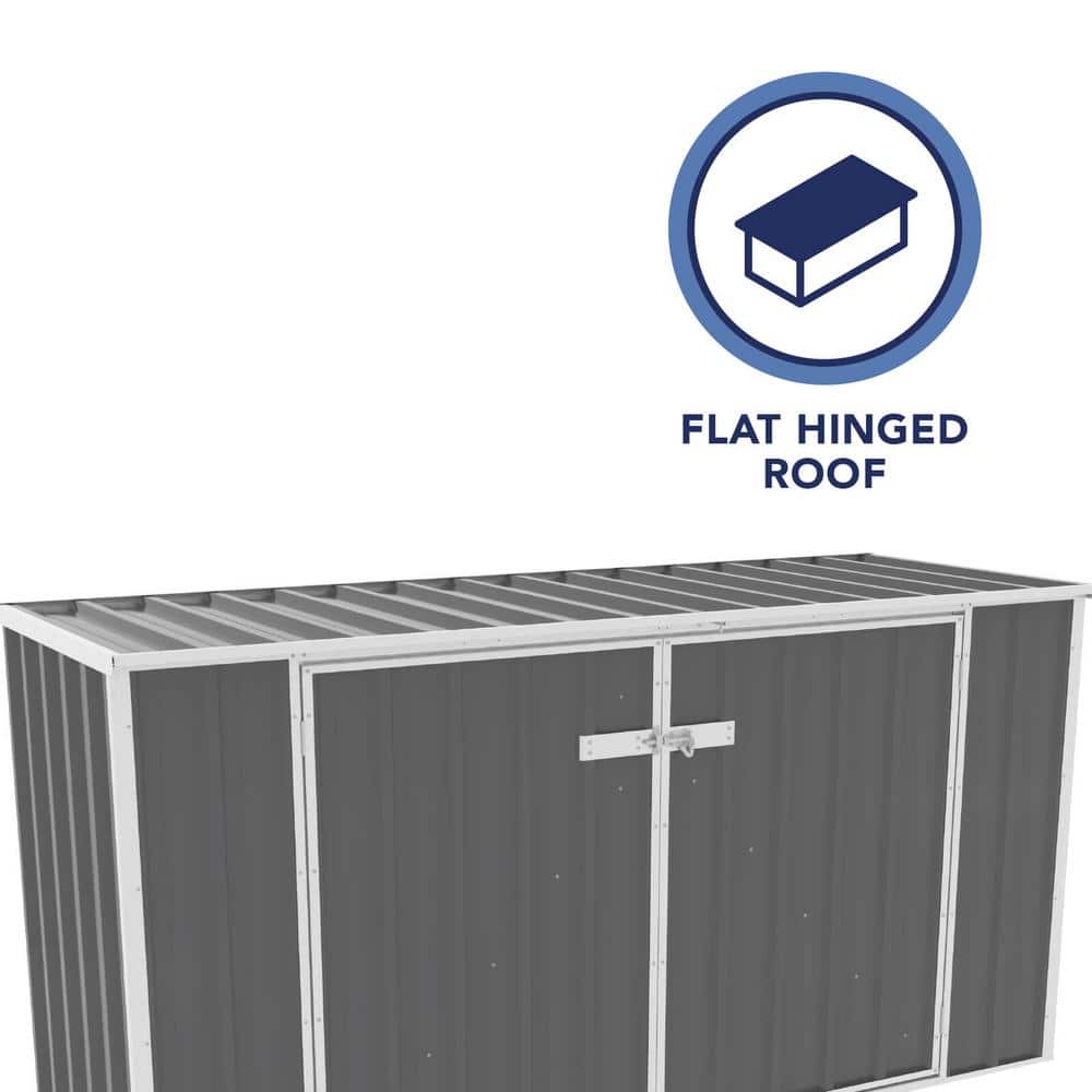 7.5 x 2.5 ft Gray Galvanized Steel Double Door Storage Shed
