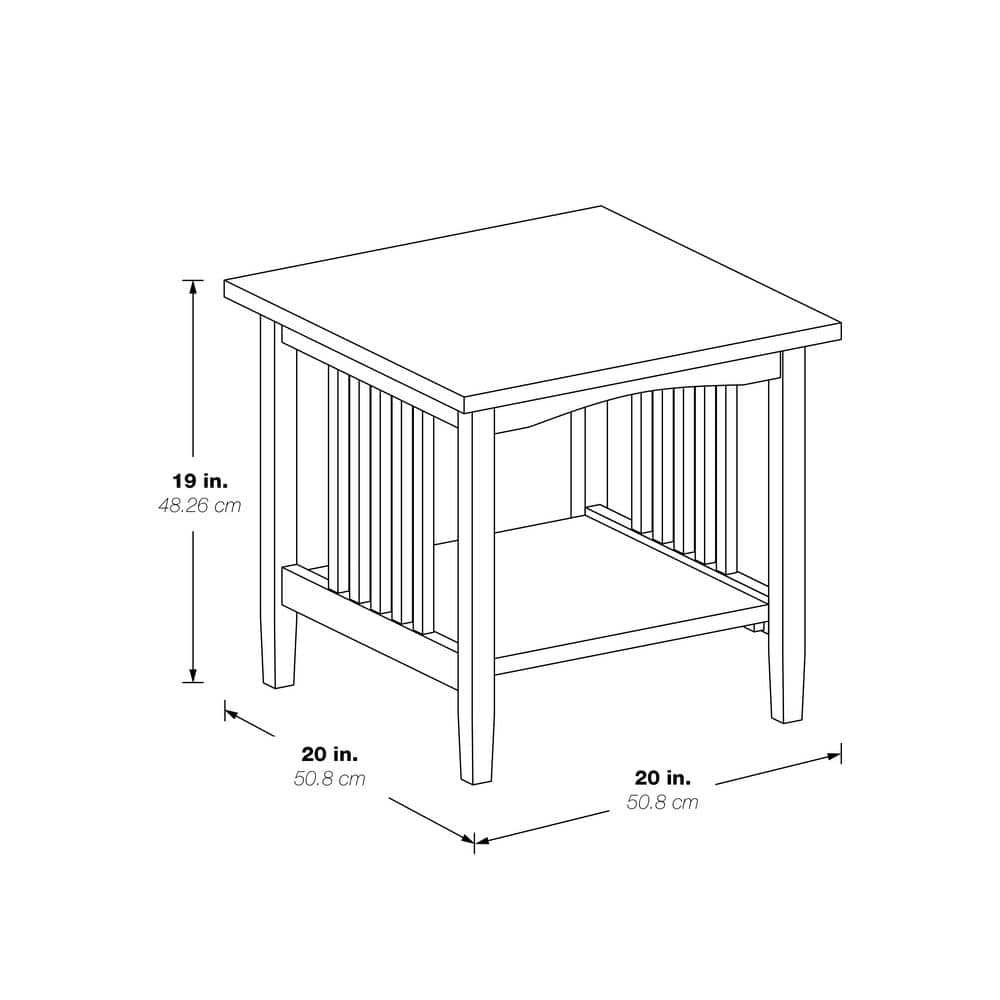 Sierra 20" Brown Wood End Table with Storage Shelf