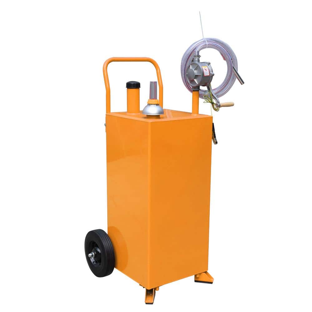30 Gallons Gas Caddy Fuel Tank Diesel Kerosene Oil Fuel Transfer Storage Cans with Hand Crank Pump and Wheels Black 
