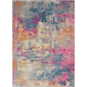 Passion Ivory/Multi 4 ft. x 6 ft. Abstract Contemporary Area Rug