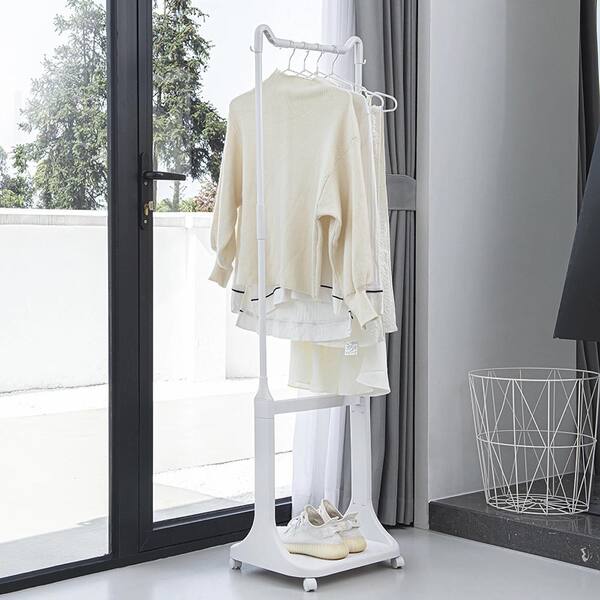 2-Tier Laundry Hamper Sorter with Hanging Bar, Rolling Laundry