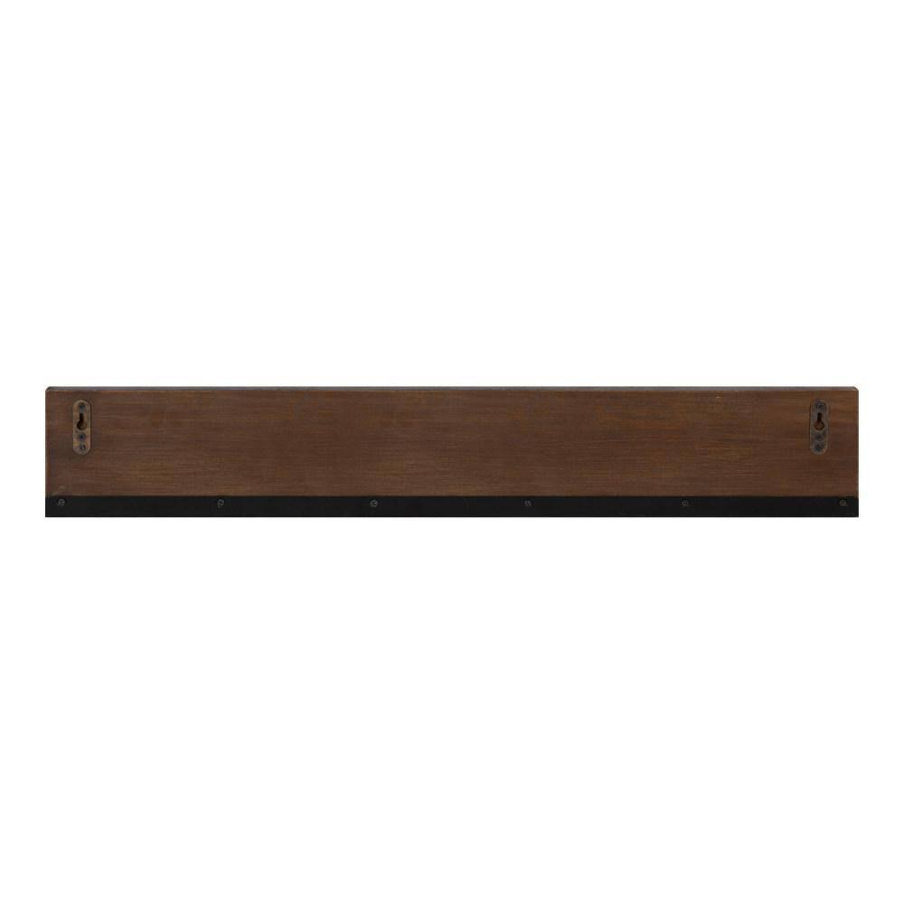 Walnut Brown and Black Wood Floating Wall Shelf with Lip, 30x4