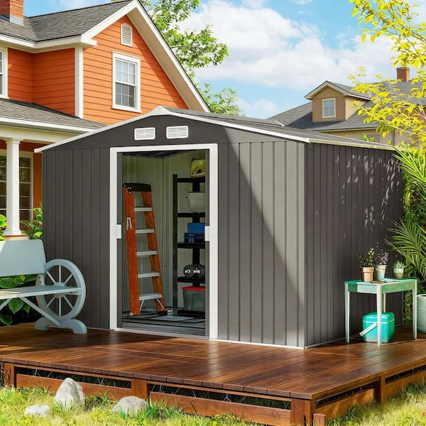 Sudzendf 6 ft. W x 9 ft. D Metal Outdoor Storage Shed with Double
