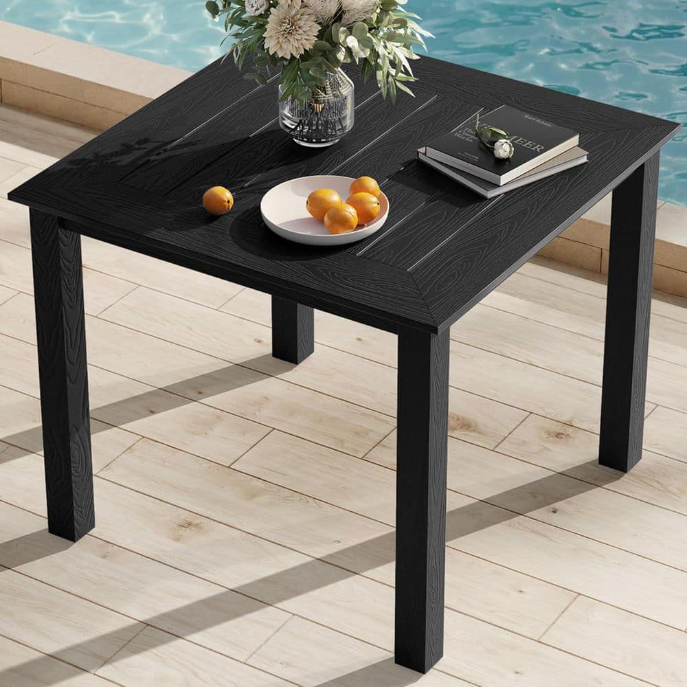 35 in. Black Square Plastic Outdoor Patio Dining Table for 2-4 Persons price history on PriceWatchPro