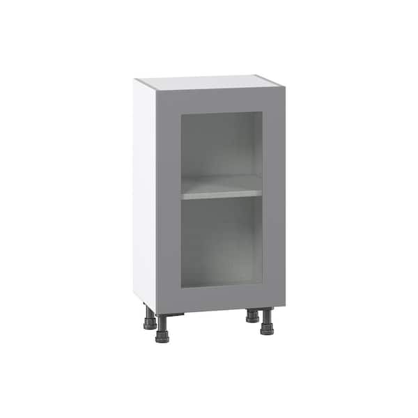 J COLLECTION Bristol Painted Slate Gray Shaker Assembled Shallow Base Kitchen Cabinet with Door (36 in. W x 34.5 in. H x 14 in. D)