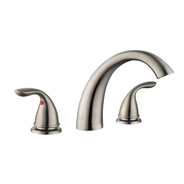 2-Handle Deck-Mount Roman Tub Faucet in Brushed Nickel 2-Handle Deck-Mount Roman Tub Faucet in Brushed Nickel