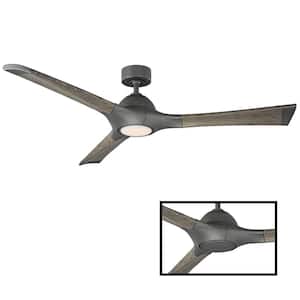 Woody 60 in. LED Indoor/Outdoor Graphite 3-Blade Smart Ceiling Fan with 3000K Light Kit and Wall Control