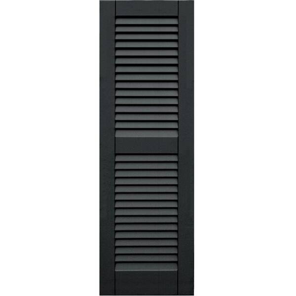 Winworks Wood Composite 15 in. x 47 in. Louvered Shutters Pair #632 Black
