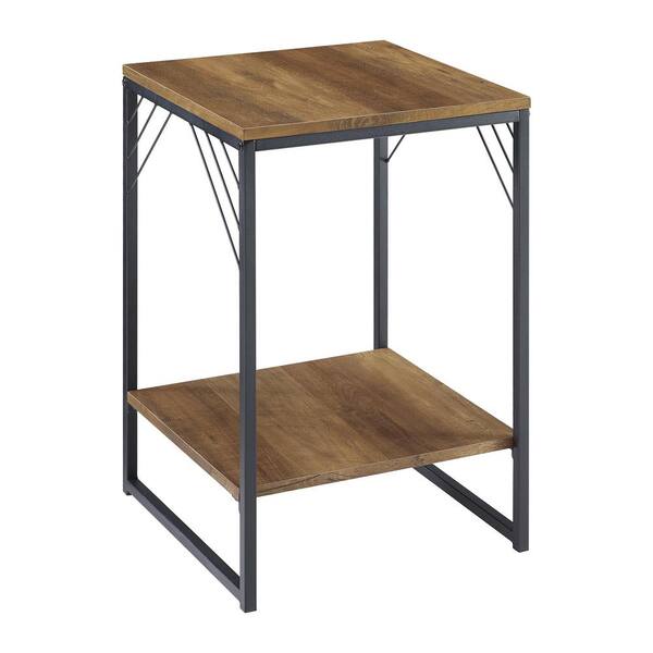 Welwick Designs 16 In Reclaimed Barnwood Industrial Metal Accent Side Table Hd8233 The Home Depot Welwick Designs 16 In Reclaimed, Industrial Metal Side Table
