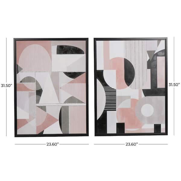 Novogratz 2- Panel Abstract Mid Century Modern Geometric Framed