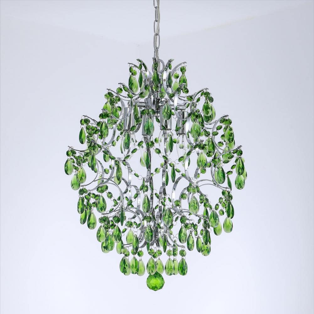 Maxax New Orleans 4 -Light Green Unique/Statement Geometric Chandelier with  Crystal Accents MX19119-4GR-P - The Home Depot
