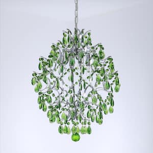 New Orleans 4 -Light Green Unique/Statement Geometric Chandelier with Crystal Accents