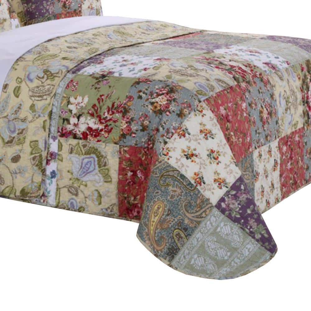 Eiger Multicolor Jacobean Print Microfiber Queen Quilt Set