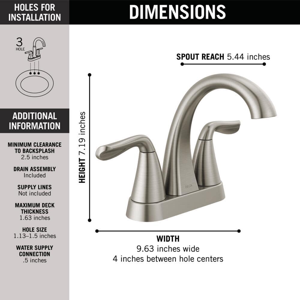 Arvo Brushed Nickel Centerset Bathroom Faucet with Drain Assembly
