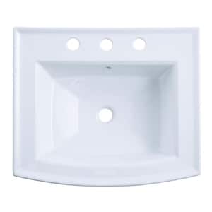 Archer 20-7/16 in. Vitreous China Pedestal Sink Basin in White with Overflow Drain
