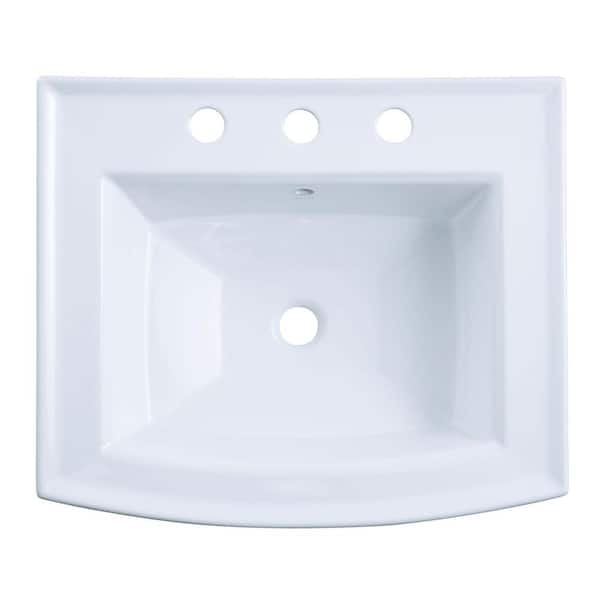 KOHLER Archer 24 In. Vitreous China Pedestal Sink Basin Only in White with Overflow Drain