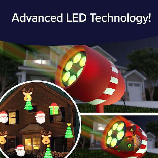 Slide Show Christmas LED Holiday Projector w Remote, AS-SEEN-ON-TV, Multi Color Holiday Slides, Includes 6 Slides