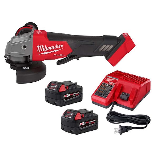 Milwaukee M18 FUEL 18V Lithium-Ion Brushless Cordless 4-1/2 in./5 in. Grinder with Two 5.0Ah Batteries and Charger