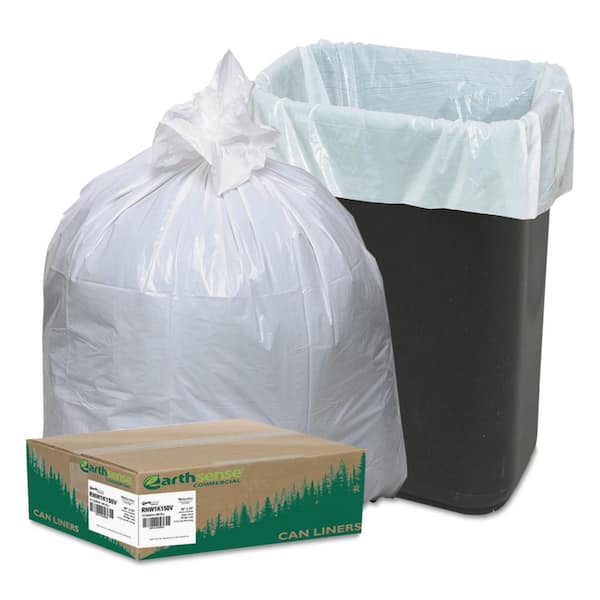 Ultrasac 13 gal. 0.6 Mil White Tall Kitchen Bags with Flap Tie 24 in. x 28 in. Pack of 100 for Home, Kitchen and Office